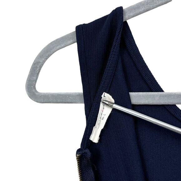 Elodie Nordstrom Womens Tank Dress Fit & Flare Stretch Ribbed Back Zip Navy Sz L - Picture 6 of 6